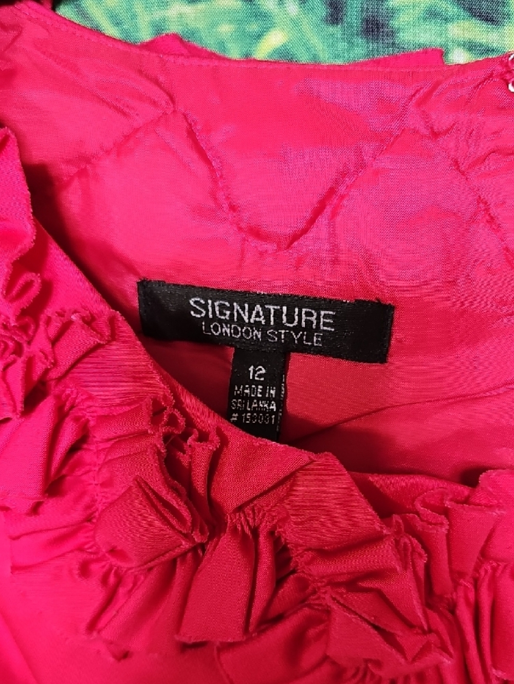 Signature Hot Pink Ruffle Neck Sheath Midi Dress - Picture 3 of 7